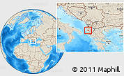 Shaded Relief Location Map of Ballsh, within the entire country