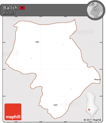 Classic Style Simple Map of Ballsh, cropped outside