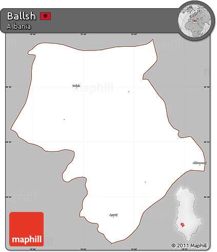 Gray Simple Map of Ballsh, cropped outside