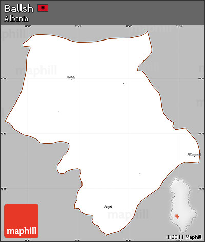 Gray Simple Map of Ballsh, cropped outside