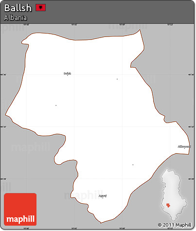 Gray Simple Map of Ballsh, cropped outside