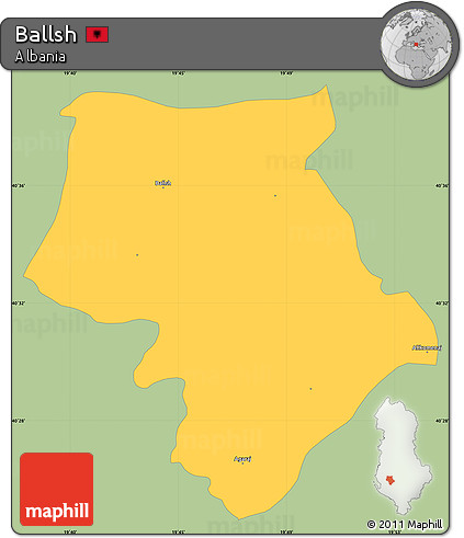 Savanna Style Simple Map of Ballsh, single color outside