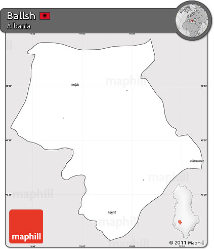 Silver Style Simple Map of Ballsh, cropped outside