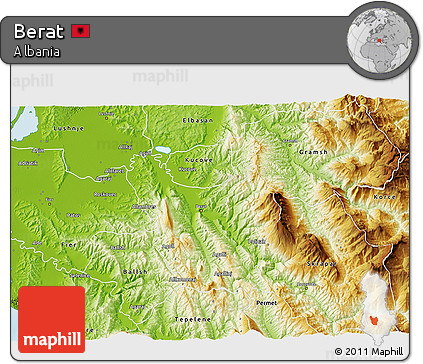 Physical 3D Map of Berat