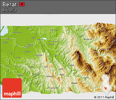 Physical 3D Map of Berat