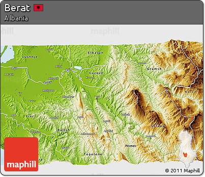Physical 3D Map of Berat