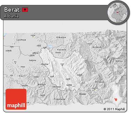 Silver Style 3D Map of Berat