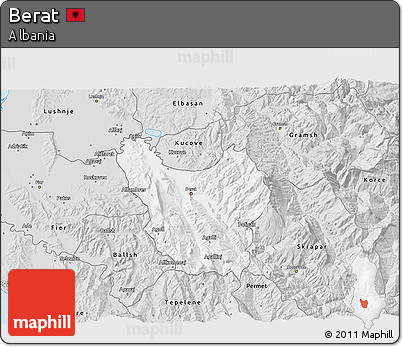 Silver Style 3D Map of Berat