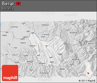 Silver Style 3D Map of Berat