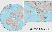 Gray Location Map of Berat, within the entire country