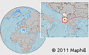 Gray Location Map of Berat, highlighted country, hill shading