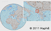 Gray Location Map of Berat, hill shading