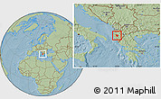 Savanna Style Location Map of Berat, hill shading