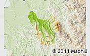 Physical Map of Berat, lighten