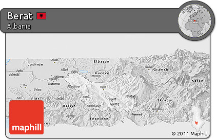 Silver Style Panoramic Map of Berat