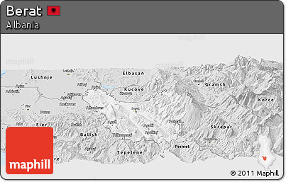 Silver Style Panoramic Map of Berat
