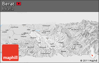 Silver Style Panoramic Map of Berat