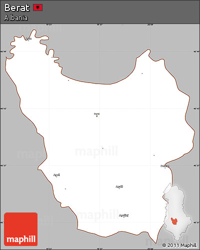 Gray Simple Map of Berat, cropped outside