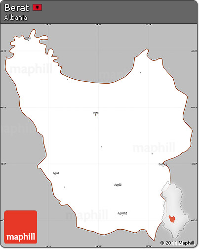 Gray Simple Map of Berat, cropped outside