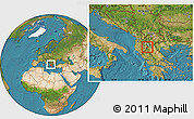 Satellite Location Map of Bilisht, within the entire country