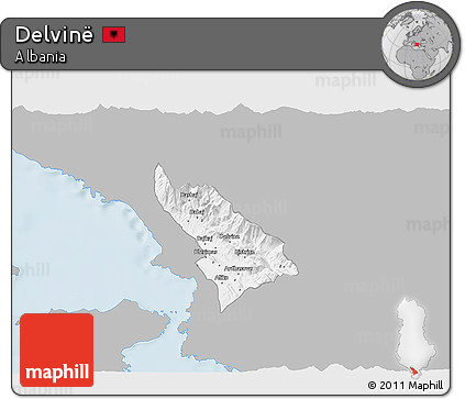 Gray 3D Map of Delvinë, single color outside