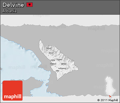 Gray 3D Map of Delvinë, single color outside