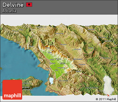 Physical 3D Map of Delvinë, satellite outside