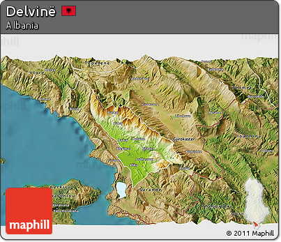 Physical 3D Map of Delvinë, satellite outside