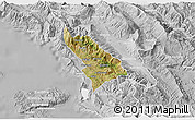 Satellite 3D Map of Delvinë, lighten, desaturated