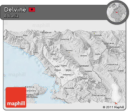 Silver Style 3D Map of Delvinë