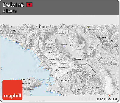 Silver Style 3D Map of Delvinë