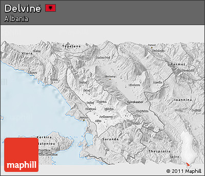 Silver Style 3D Map of Delvinë