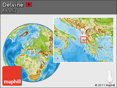 Physical Location Map of Delvinë, highlighted country
