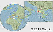 Savanna Style Location Map of Delvinë, hill shading