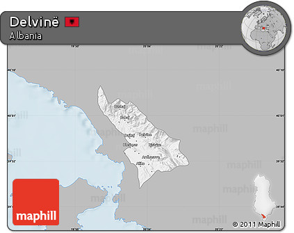 Gray Map of Delvinë, single color outside