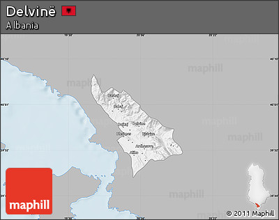 Gray Map of Delvinë, single color outside