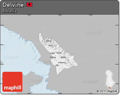 Gray Map of Delvinë, single color outside