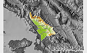 Physical Map of Delvinë, darken, desaturated