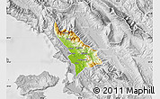 Physical Map of Delvinë, lighten, desaturated