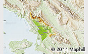 Physical Map of Delvinë, lighten