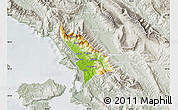 Physical Map of Delvinë, lighten, semi-desaturated