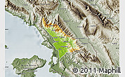 Physical Map of Delvinë, semi-desaturated