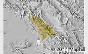 Satellite Map of Delvinë, lighten, desaturated