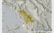 Satellite Map of Delvinë, lighten, semi-desaturated