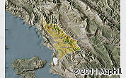 Satellite Map of Delvinë, semi-desaturated