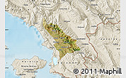 Satellite Map of Delvinë, shaded relief outside
