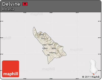 Shaded Relief Map of Delvinë, cropped outside