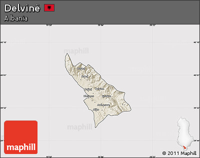 Shaded Relief Map of Delvinë, cropped outside