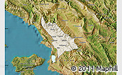 Shaded Relief Map of Delvinë, satellite outside