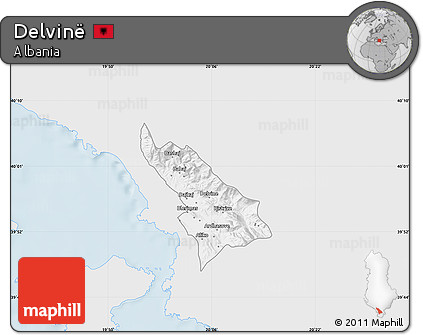 Silver Style Map of Delvinë, single color outside